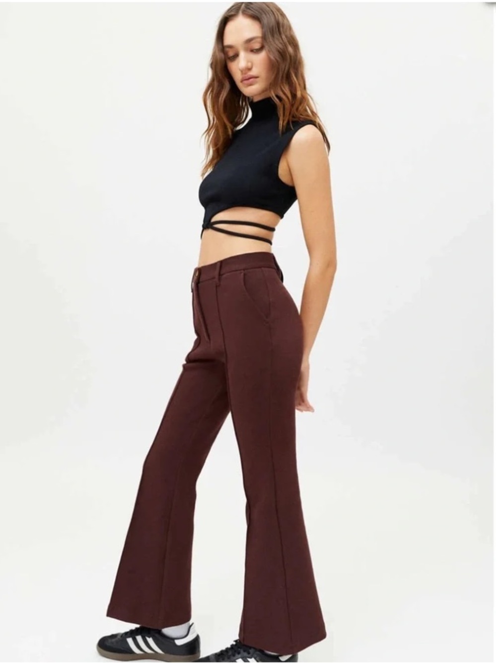 NWT URBAN OUTFITTERS Isabella Ponte Knit High Waist Flare Pant. NEW